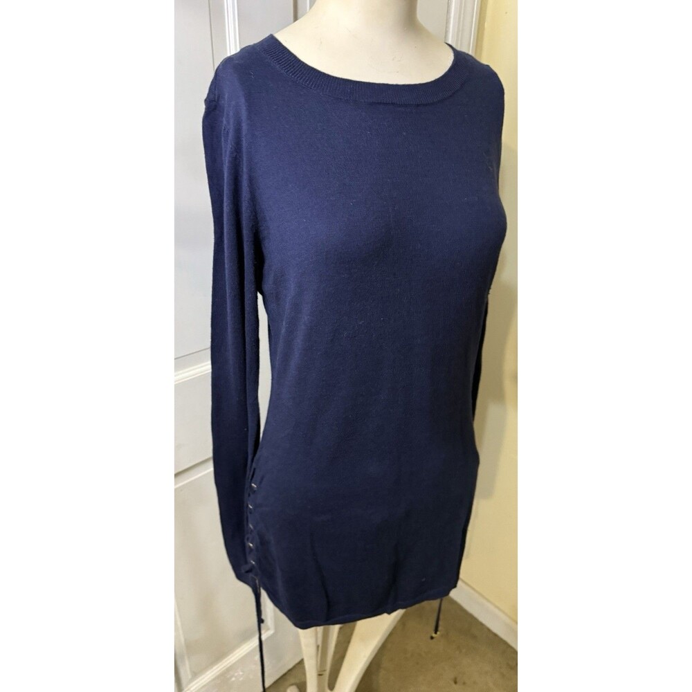 Michael Kors navy Blue Knit Top with Gold Accents Women Size 4-6